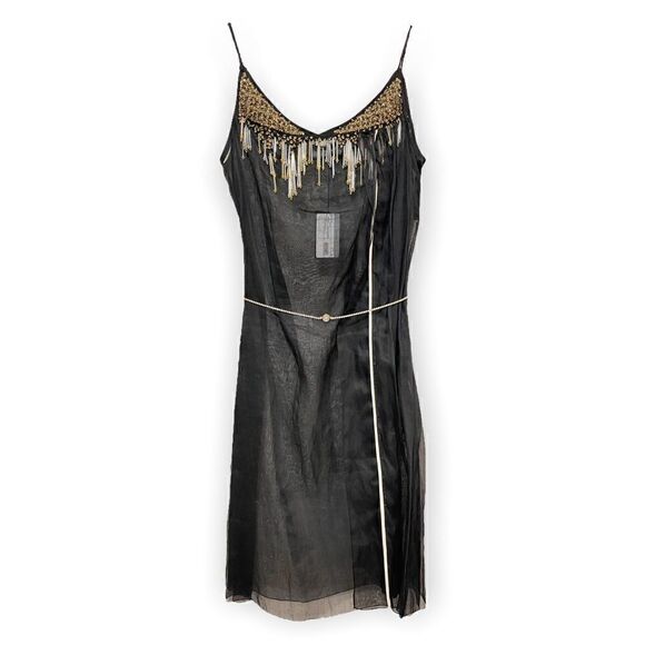 PRADA Crystal&Bead Embellished Sheer Black Dress - Picture 7 of 15